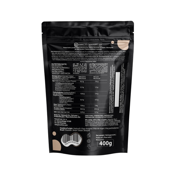 Nustino – Jordnötssmör i pulverform – White Chocolate & Coconut (utan tillsatt socker) 400 g