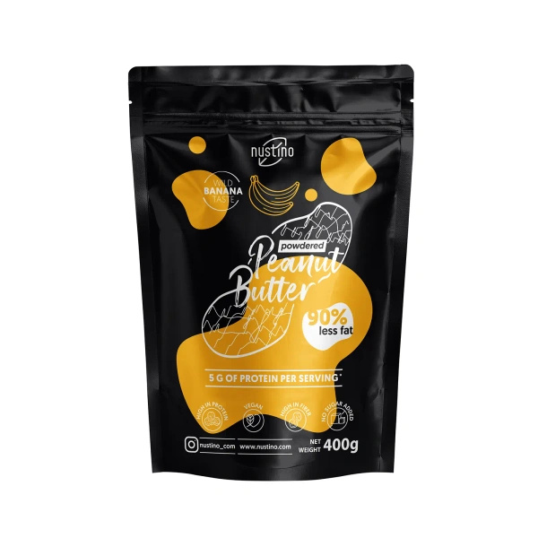 Nustino – Jordnötssmör i pulverform – Banana (utan tillsatt socker) 400 g