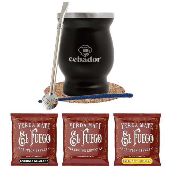 Yerba Mate Set: prover El Fuego 3x50g + TermoMate + Bombilla