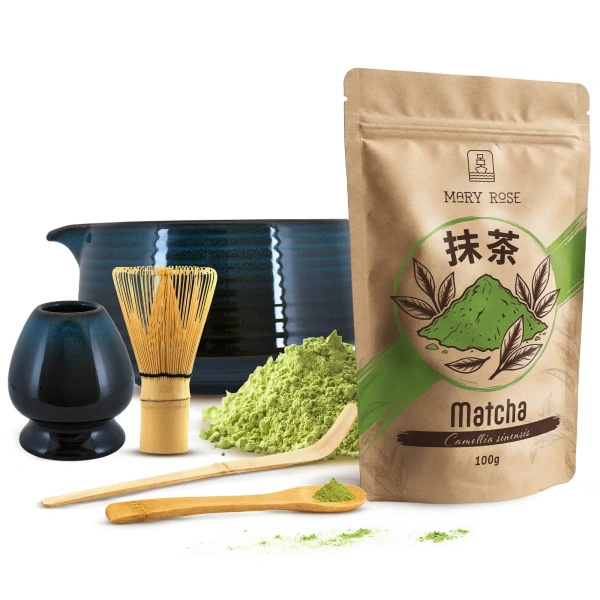 Set för bryggning av Matcha te: matcha 100g + tillbehör
