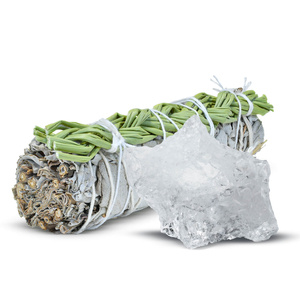 Meditationsset: rökelse av vit salvia + bergkristall