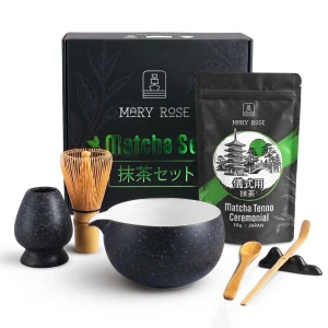 Presentset: japanskt ceremoniellt matcha + matchawan + bambutillbehör