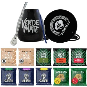 Yerba Mate-set: prover 10x50g + USB-koppvärmare + Kalebass + Bombilla