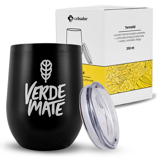 TermoLid – termomugg för yerba mate med lock – Verde Mate (svart) – 350 ml
