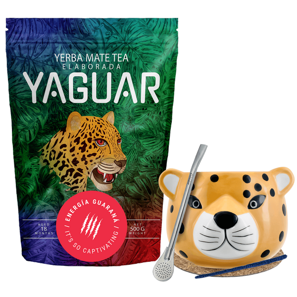 Set Yerba Mate Yaguar Energy Kalebass Gatito 500 g