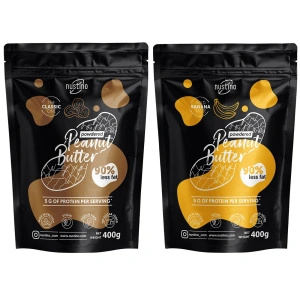 Set med jordnötssmörspulver Nustino: Classic + Banana 2x400g