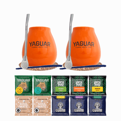 Yerba Mate Set 10x50g 2x Kalebass + 2x Bombilla
