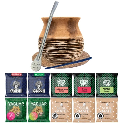 Set Mate Kopp Kalebass Yerba Verde Mate Grön 10x50