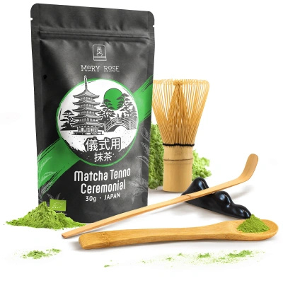Ceremoniellt set för att tillreda matcha-te: japansk ekologisk matcha 30g + tillbehör