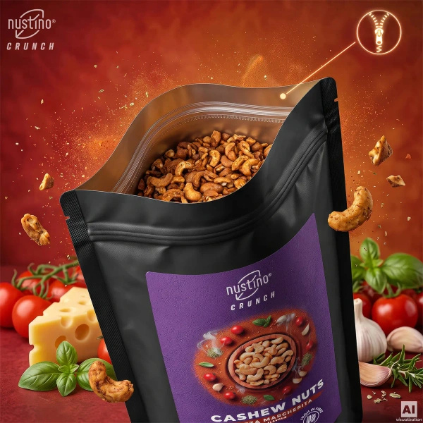 Nustino Crunch – Rostade cashewnötter – Pizza Margherita Flavour 200 g