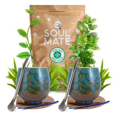 Yerba Mate Set Soul Mate 500g 0,5kg 2x Kalebass + 2x Bombilla