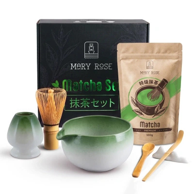 Presentset: premium-matcha + matchawan + bambustillbehör