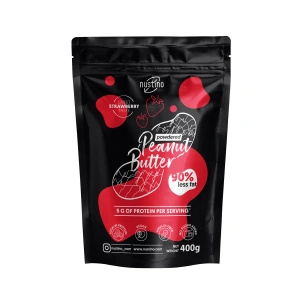 Nustino – Jordnötssmör i pulverform – Strawberry (utan tillsatt socker) 400 g