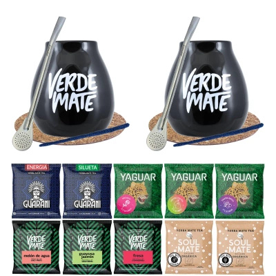 Dubbel uppsättning Yerba Mate Gourd Bombilla 10x50g