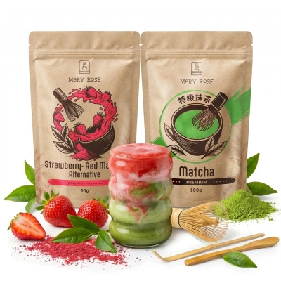 Set för färgglad Matcha Latte: Matcha + Red Matcha + tillbehör