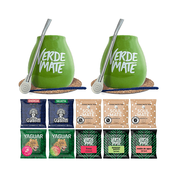 Set Yerba Verde Mate Grön Kalebass Bombilla 10x50