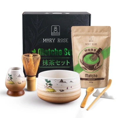 Presentset: premium-matcha + matchawan + bambustillbehör
