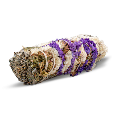 Vit Salvia med lila och vit Sinuata – Rökelse 20-30 g (bunt)