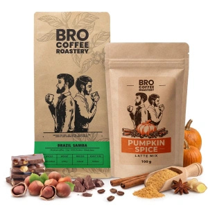 Set till Pumpkin Spice Latte: kaffe Bro Coffee Roastery Brazil Samba 1kg + Pumpkin Spice Latte Mix 100g