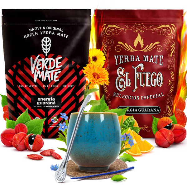 Yerba Mate set Verde Mate El Fuego Energia 2x500g + tillbehör