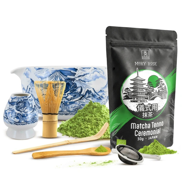 Ceremoniellt set för att tillreda matcha-te: japansk ekologisk matcha 30g + tillbehör