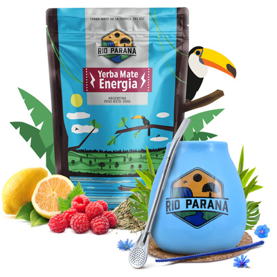 Yerba Mate set Rio Parana Energia 500g Kalebass + Bombilla