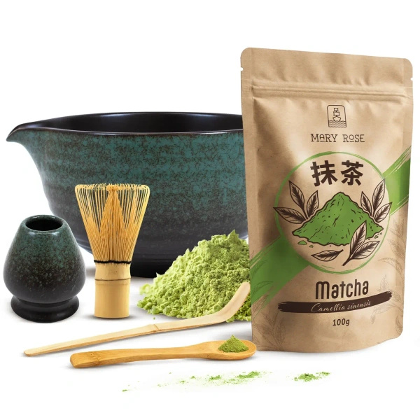 Set för bryggning av Matcha te: matcha 100g + tillbehör