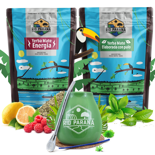 Yerba Mate set Rio Parana Energia Elaborada 2x500g + tillbehör