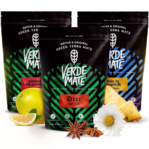 Yerba mate set Verde Mate Grön Mas IQ 3x500 1,5kg