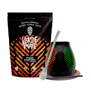 Yerba Mate-set: Verde Mate Frutos Tropicales 500g + Kalebass + Bombilla
