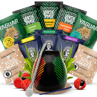 Yerba Mate Set 10x50g Kalebass + Bombilla