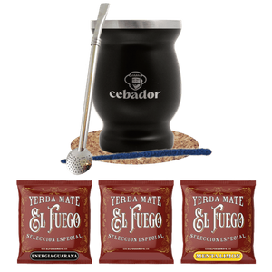 Yerba Mate Set: prover El Fuego 3x50g + TermoMate + Bombilla