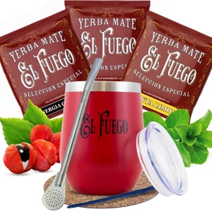 Yerba Mate El Fuego-set: prover 3x50g + TermoLid + Bombilla