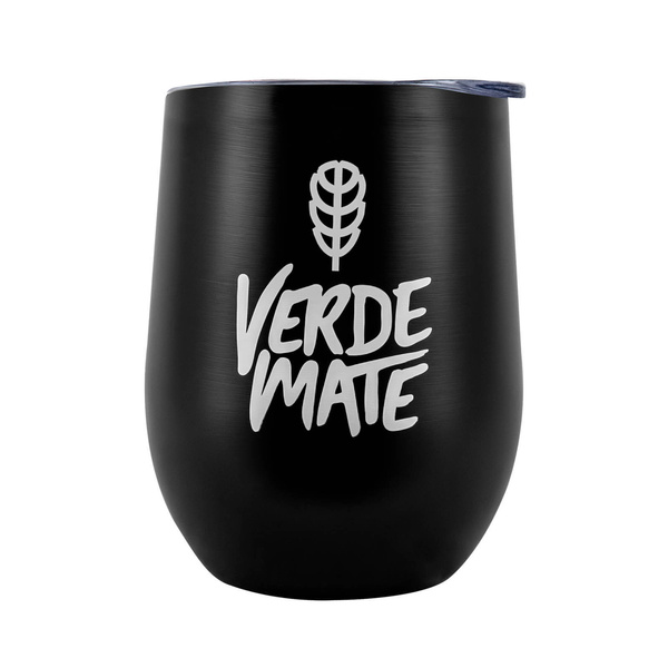 TermoLid – termomugg för yerba mate med lock – Verde Mate (svart) – 350 ml