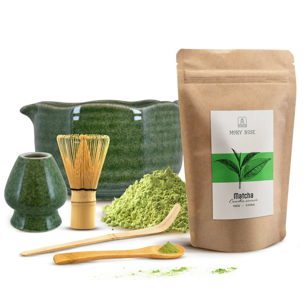 Set för bryggning av Matcha te: matcha 100g + tillbehör