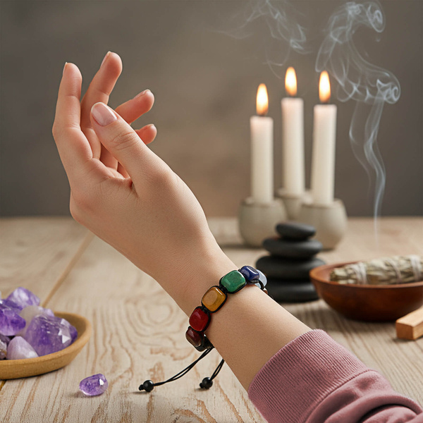 Armband "Sju Chakran" – på snöre