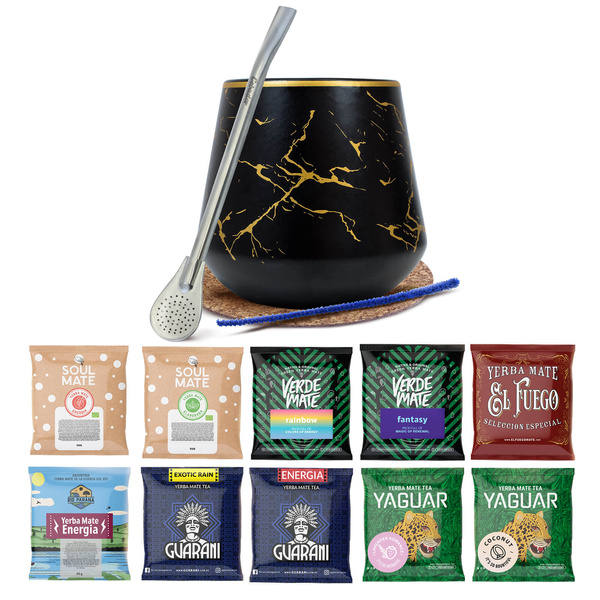 Yerba Mate-set: prover 10x50g Kalebass + Bombilla