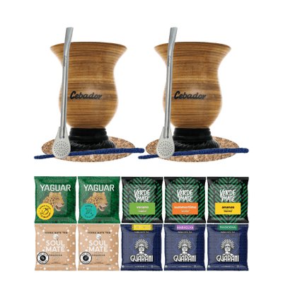 Yerba Mate Set 10x50g 2x Kalebass + 2x Bombilla