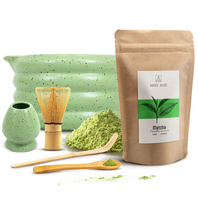 Set för bryggning av Matcha te: matcha 100g + tillbehör