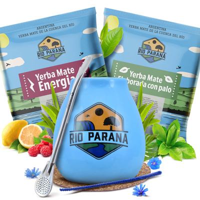 Yerba Mate Rio Parana set 2x50g Kalebass + Bombilla