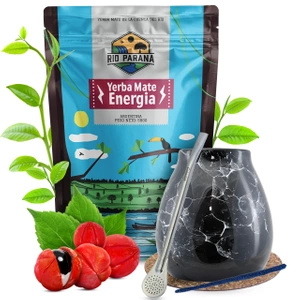 Yerba Mate Set Rio Parana Energia Kalebass + Bombilla 500 g