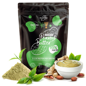 Set med jordnötssmörspulver Nustino: Raspberry + Salted Caramel + Matcha 3x400g