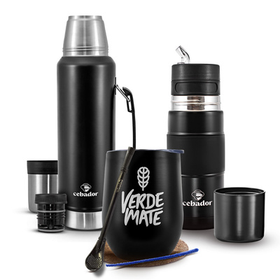 Yerba Mate Tillbehör Set: Yerbomos + termos + termisk mate-mugg