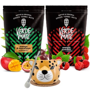 Yerba mate set Verde Mate keramisk kalebass Yaguar Gatito bombilla