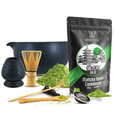 Ceremoniellt set för att tillreda matcha-te: japansk ekologisk matcha 30g + tillbehör