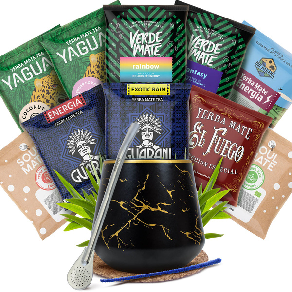 Yerba Mate-set: prover 10x50g Kalebass + Bombilla