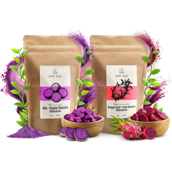 Set med färgglada matcha: Pink Matcha + Purple Matcha