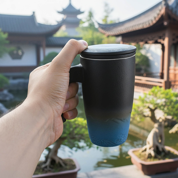 Keramikkopp med lock och sil Mystea 300 ml