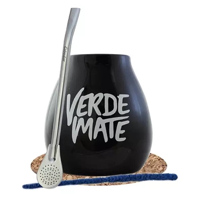 Black Verde Mate kalebass + bombilla set