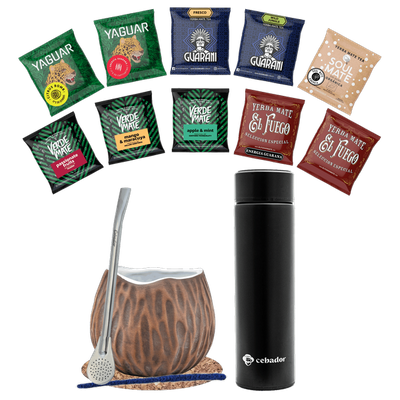 Set Yerba Mate 500g Mate Gourd 10x50g termos